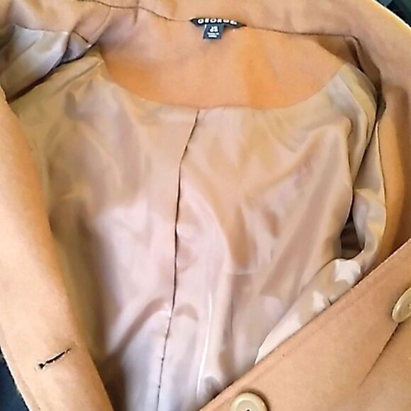 George Wool Blend Camel Color Coat & Scarf. Sz Large NWOT - Picture 12 of 15